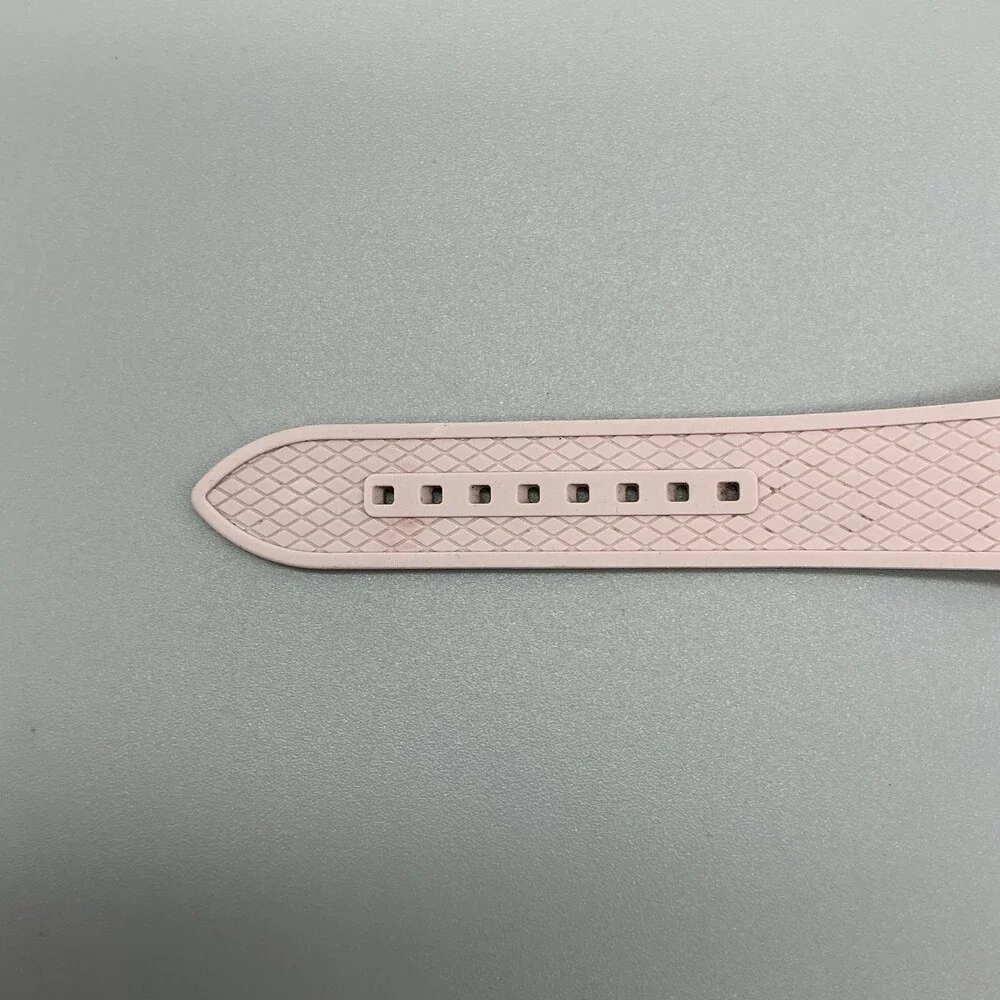 Michael Kors Womens Watch 40mm Silver Tone Pink Crystals Day Date Silicone Band